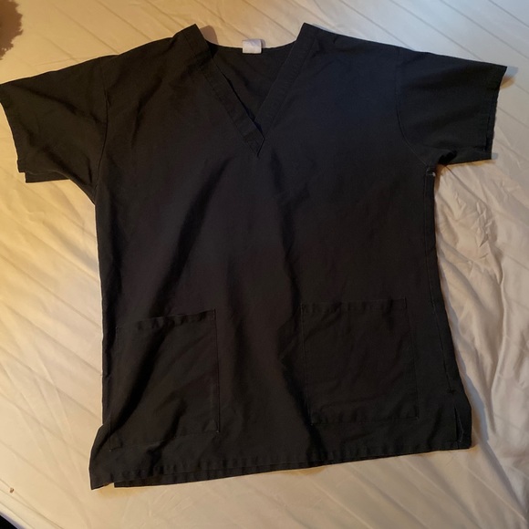 SB Scrubs Tops - Black Scrub Top, Size—Large, Front Pockets, V-Neck